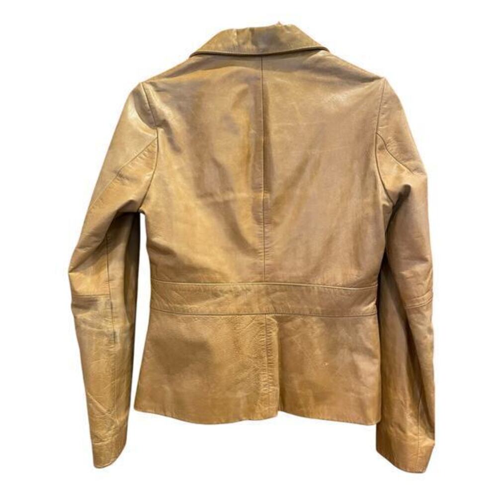 Vintage Wilson's Leather‎ Maxima Camel Brown Button Biker Style Collared Jacket - Picture 9 of 16